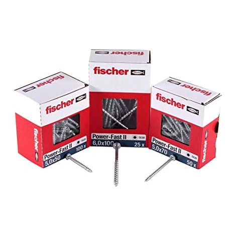 Fischer Viti per pannelli di truciolato Power-Fast II FPF II 5,0x40 mm - 100 pezzi (670438) Testa cilindrica + Filettatura completa, zincata (1/4)