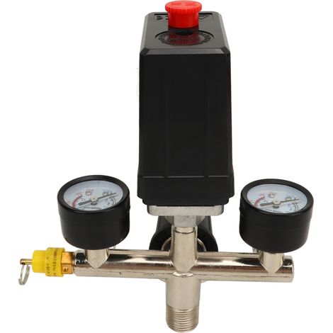 Valve CE + NIFA + manomètre métallique à capuchon noir + vanne de régulation de pression de compresseur d'air à raccord rapide 3 en 1 américain (1/5)