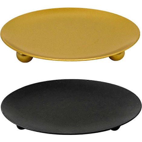 Lot de 2 plateaux à bougies en fer pour décoration de table, présentoir à bougies pour mariage-10x10cm (1/4)