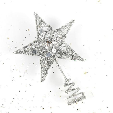 Étoile argentée scintillante de 15 cm, décoration de sapin de Noël, 5 étoiles (1/4)