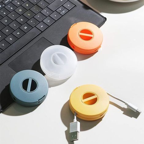 Lot de 4 rangements de câbles, vides, Extensibles, compacts et Polyvalents, pour câble USB, câbles de Chargement, et Petits Accessoires (4 pièces Rondes) (1/4)