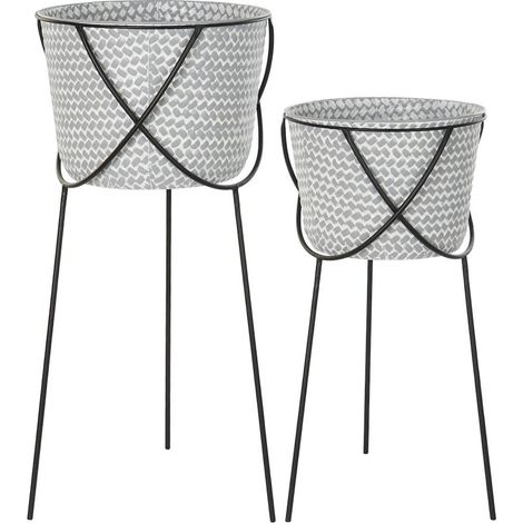 Cache-pot élégance métal gris pour intérieur distingué - Gris anthracite et noir