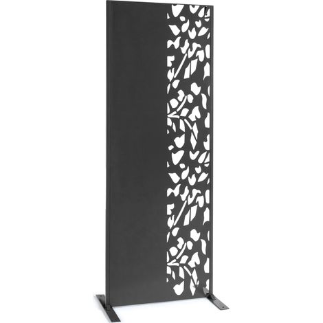 Idmarket – Panneau décoratif ajouré 150 x 50 cm FLOWER gris – Métal résistant aux intempéries – 4 modes de fixation – Design moderne pour extérieur
