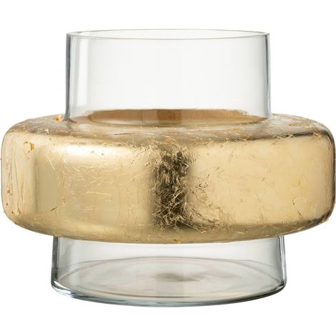 Vase cylindrique en verre transparent - transparent et doré (1/2)