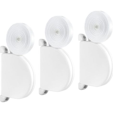 Lot de 3 enrouleurs de sangle pour volet roulant Système mini Sangle de 14 mm x 5 m Espacement des trous 145 mm Plastique ABS blanc (1/5)