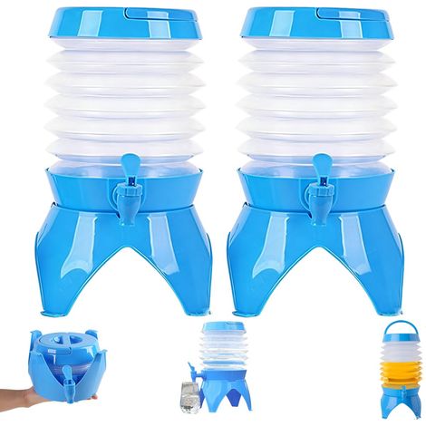 pezzi Contenitore per acqua da campeggio - Contenitore per acqua pieghevole con rubinetto - Borraccia pieghevole - Tanica d'acqua pieghevole - Distributore d'acqua con rubinetto - (1/5)