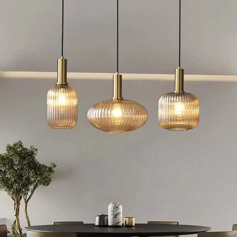 1 Lustre Suspension Métal Et Verre E27 Réglable 30x28cm Pour Salon Salle À Manger (1/5)