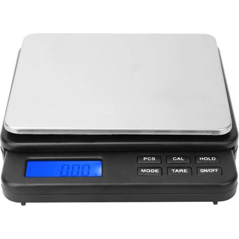 Mini balance de cuisine numérique haute précision 1000 g/0,01 g avec écran rétroéclairé bleu, noire, idéale pour la cuisine et les accessoires de barbecue. (1/5)