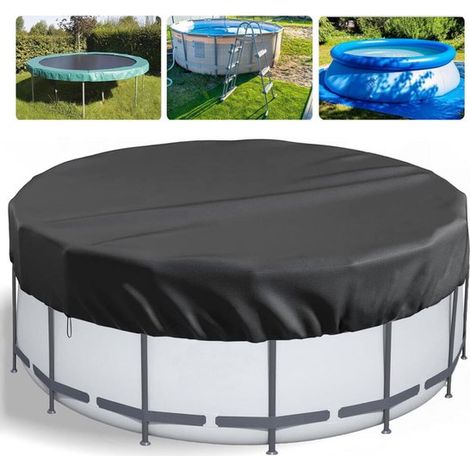 Poolabdeckung,Rund Ø 370 cm,Wasserdicht,Verhindert Verschmutzung,Gartenmöbelabdeckung,Schwarz (1/5)