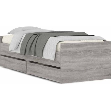 Maison Exclusive - Bettgestell mit Schubladen Grau Sonoma 90x200 (1/5)