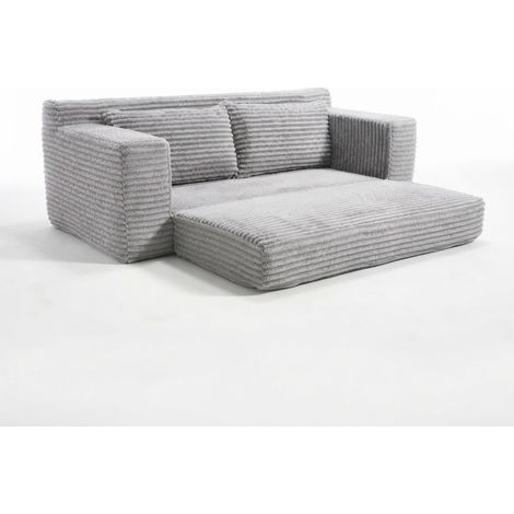 ELVMI Kompaktes Schlafsofa 2 in 1 mit Memory Schaum ohne Montage für kleine Räume aus Cordstoff in Hellgrau (1/5)