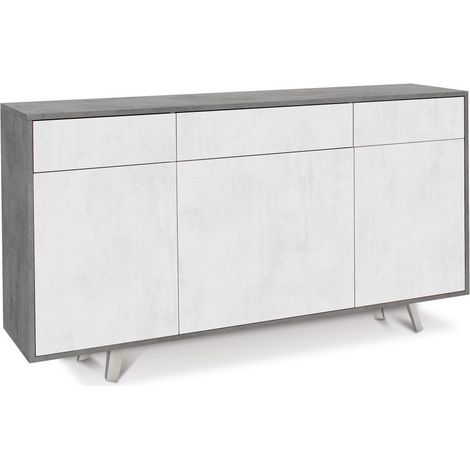 Madia tre ante tre cassetti Cemento Bianco Ossido 164x41x h92 cm (1/4)