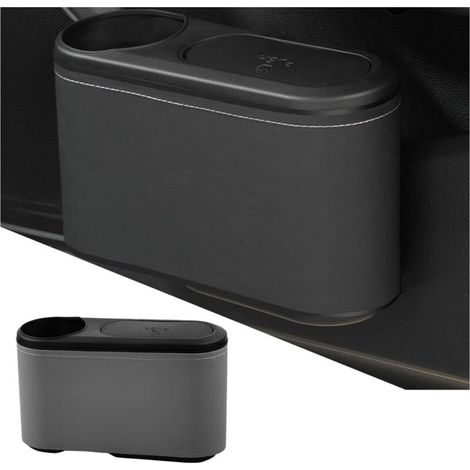 Poubelle De Voiture Avec Couvercle Général, Multifonctionnel Poubelle Automobile Étanche Avec Couvercle, Corbeille Automobile Étanche Suspendue, Pour L'organisation Du Rangement(Noir) (1/5)