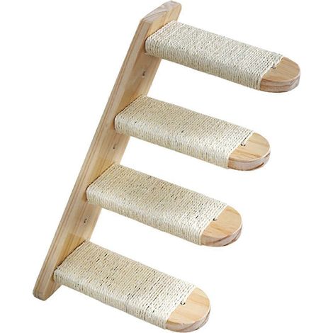 Étagère murale réversible à quatre marches pour chat, en corde de sisal écologique, avec escalier et marches pour chat. (1/5)