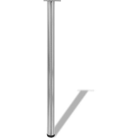 4 pieds de table réglables en hauteur 1100 mm Nickel brossé