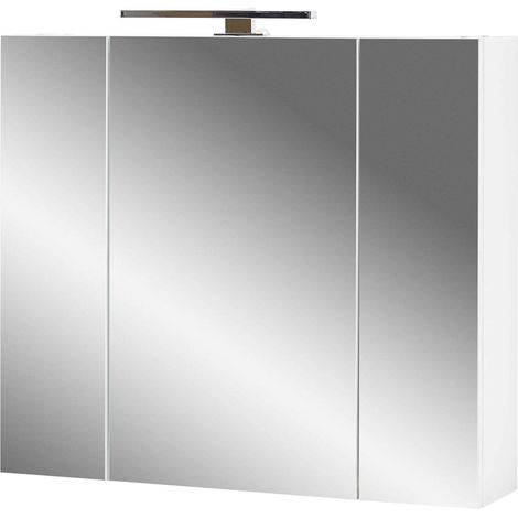 GERMANIA DIE MÖBELMACHER Armadietto a Specchio 2754-84 GW-Mauresa, Bianco, con Illuminazione a LED, 76 x 71 x 23 cm (L x A x P) (1/3)