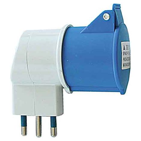 ADATTATORE INDUSTRIALE 16A 90  °  Spina 2P+T 250V - Presa 2P+T 220V
