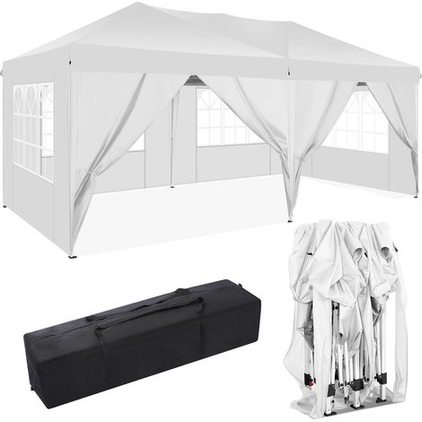 Caseta de jardín, tejido impermeable, protección UV, blanca. (1/2)