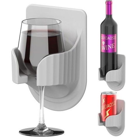 Porte-verre à vin. Porte-boisson. Idée cadeau pour homme ou femme (gris). (1/5)