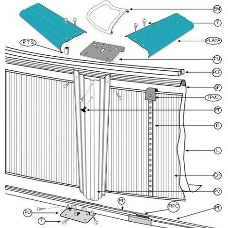 Pack 8 playas piscinas Gre redonda Ø350 cm