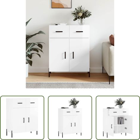 Hochglanz-Weiß - Sideboard Hochglanz-Weiß 69,5x34x90 cm Holzwerkstoff (1/5)