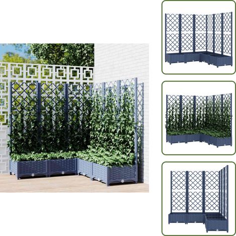 Pflanzkübel mit Spalier Dunkelgrau 120x120x121,5 cm PP - Blumenkübel - Rankgitter - Gartendekoration - Polypropylen Topf - Outdoor Deko (1/5)