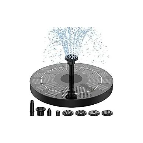 Fontaine solaire (2,5 W) 1 W/1,4 W/2,5 W avec 6 buses, idéale pour les jardins, les bains d'oiseaux, les bassins, les piscines, les aquariums extérieurs et de jardin. (1/5)