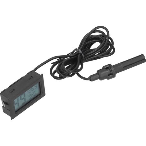 Thermomètre Hygromètre Numérique Noir Mini avec Sonde, Indicateur de Température et Humidité Intérieur, Écran LCD (1/5)