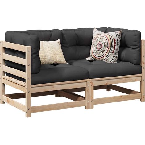 vidaXL Juego de sofás de jardín 2 piezas madera maciza de pino (1/5)