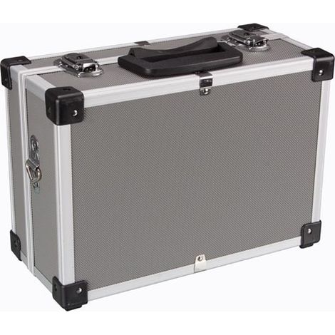 Perel Maletín de Herramientas de Aluminio Gris 320 x 230 x 155 mm con Cerradura con Llave (2 Llaves) y Correa para el Hombro, maletín de Transporte rígido para Herramientas, portátil y cámara (1/2)