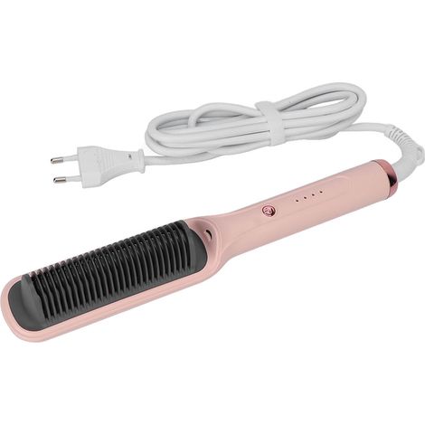 Brosse lissante double usage, chauffe uniforme, poignée ergonomique, lisseur/boucleur électrique pour la maison et le salon de coiffure (prise UE). (1/5)
