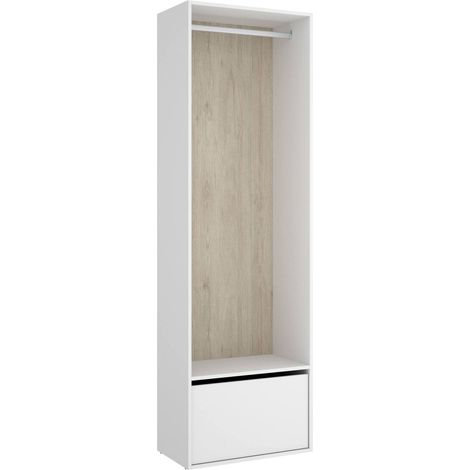 Dmora - Gran Armario Braiola, Muebles de dormitorio, Vestidor, Armario de ropa, 60x45 h205 cm, Blanco y Roble