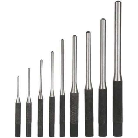 9PCS Poinçon Jeu de Chasse-goupilles En Acier Durable Professionnel, Outil à Main Ingénierie Mécanique，le noir，