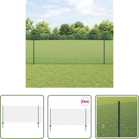 Clôture jardin -  Clôture avec poteau Vert 1 x 25 m Acier (1/5)