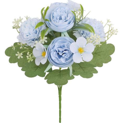 Bouquet De Pivoines Artificielles - 30x18x5 cm - Bleu - Pour Décoration Intérieure Extérieure Mariage Photographie Fêtes - 1 Pièce (1/5)