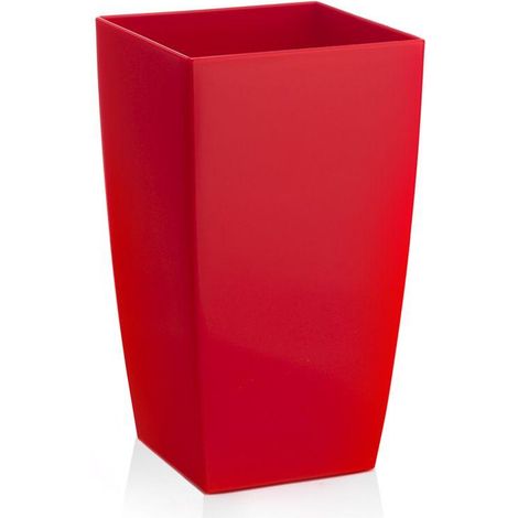 Outdoor Rechteckige Vase "Algarve" mit Wasserreserve für Blumen und Pflanzen -42 cm / Weiss