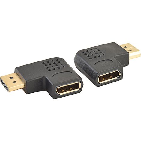 Gold-plated, left-angled DP male to DP female high-definition extension adapter, L-shaped male to female TV/computer converter (1/5)