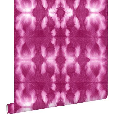 papier peint motif shibori tie-dye rose intense fuchsia - ESTAhome (1/5)