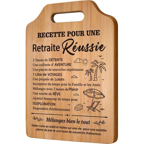 Planche à Découper Bambou - 1 Pièce - Style Épuré - Cadeau Retraite Symbolique - Pour Enseignants et Infirmiers - 31x22 cm (1/5)