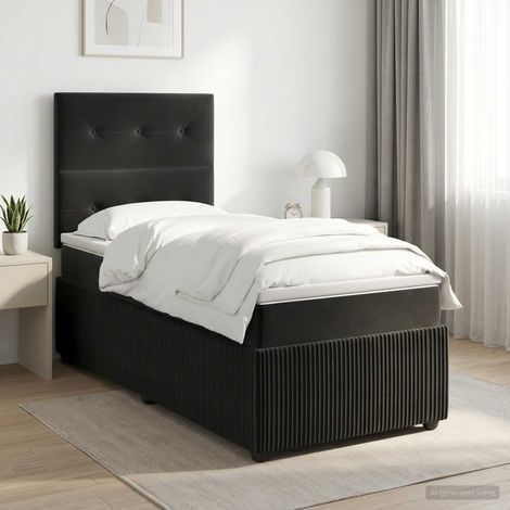 Cama box spring con colchón Negro 80 x 200 cm Terciopelo (1/5)