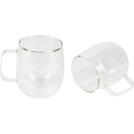 Lot de 2 verres double paroi 400 ml Fabriqué en Borosilicate Pour les amateurs de café et de thé Facile à laver Passe au micro-ondes et au lave-vaisselle (1/3)
