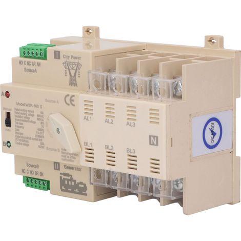 Interrupteur de transfert automatique 4P 63A 220V blanc, commutateur manuel et automatique intégré, inverseur de source double puissance, boîtier modulaire. (1/5)