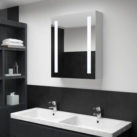Armoire de salle de bain à miroir LED Armoire de rangement Placard de Rangement Toilettes 50x13x70 cm RTJEX568192 (1/5)