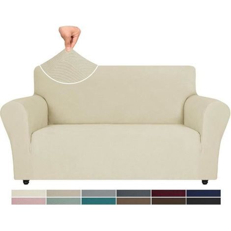 (Beige)Housse Canapé 2 Places - Universelle - Extensible - Beige (1/4)