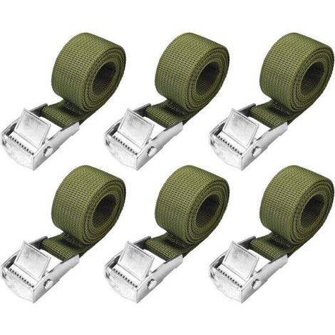 Sangles d'arrimage de 1 m - Lot de 6 Courte Sangle a Cliquet avec Boucle de Serrage 25mm 250kg Sangle Porte Velo, Sangle Moto Extrêmement Robustes (1/5)