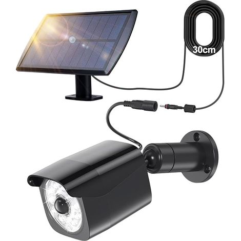 Lampes solaires d'extérieur avec détecteur de mouvement Lampes solaires LED avec caméra factice pivotant à 360° solaire pivotant à 180° 5V/1.5W 2200mAh IP65 (câble d'extension 3m) (1/5)