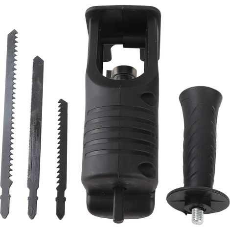 [JAMAIS UTILISÉ]Adaptateur de scie alternative portable pour perceuse électrique multifonctionnelle, outil modifié avec poignée ergonomique et 3 lames de scie pour la découpe du bois et du métal. (1/5)