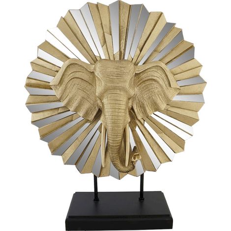 Sculpture éléphant africain doré pour décor d'intérieur chic - Doré texturé noir (1/3)
