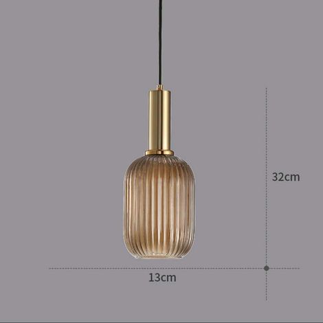 Lustre d'intérieur, suspension industrielle, douille E27 moderne, abat-jour, plafond, verre rayé, suspension (gris, S 13 cm) (1/2)