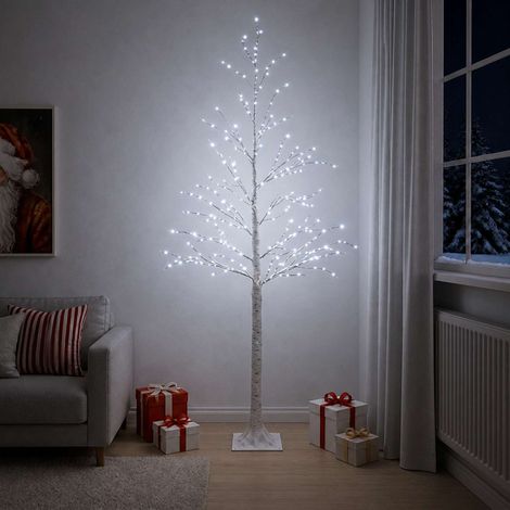 Albero di Natale di betulla Bianco 25 x 25 x 210 cm Plastica vidaXL (1/5)
